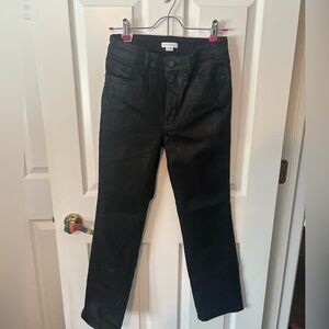 Good American shiny black good legs straight pants